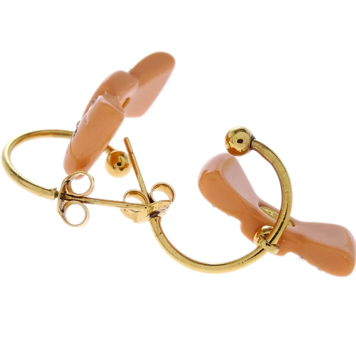 Chanel Bow Dangle Piercing Earrings Rhinestone 02P