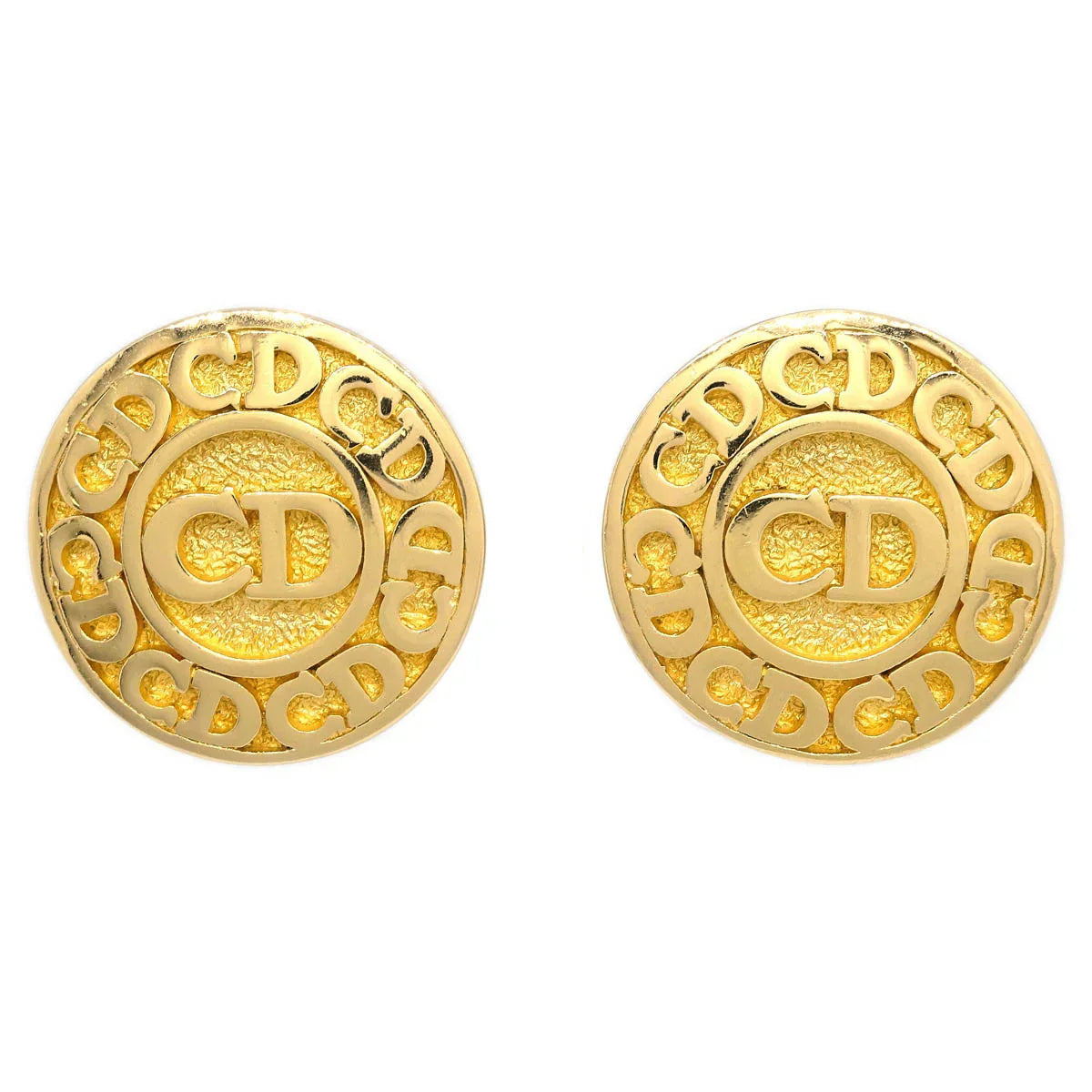 Christian Dior Button Earrings Clip-On Gold