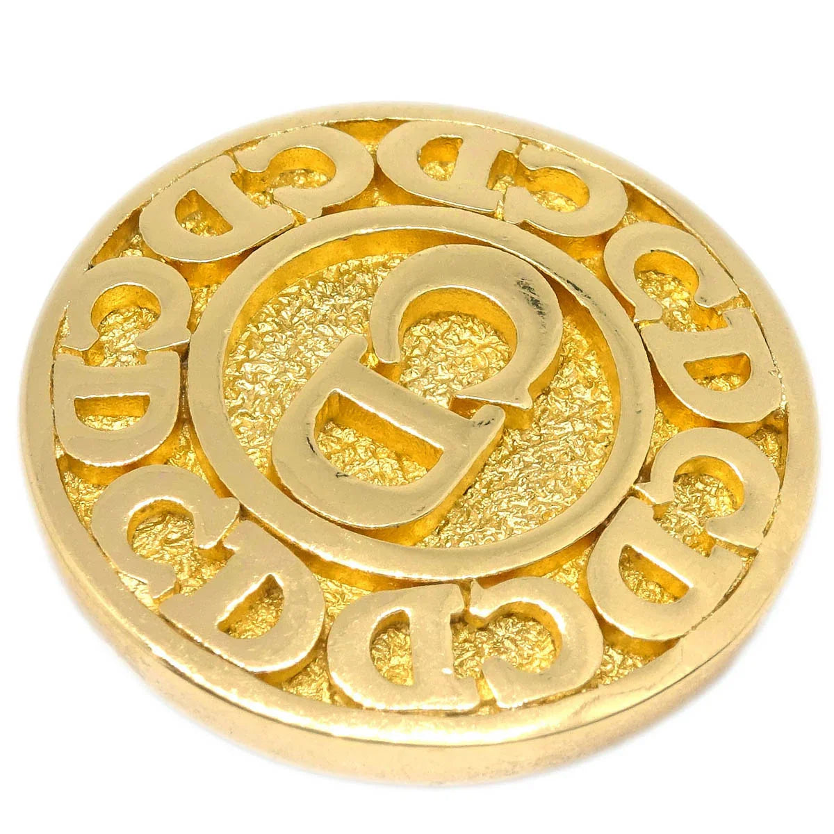 Christian Dior Button Earrings Clip-On Gold