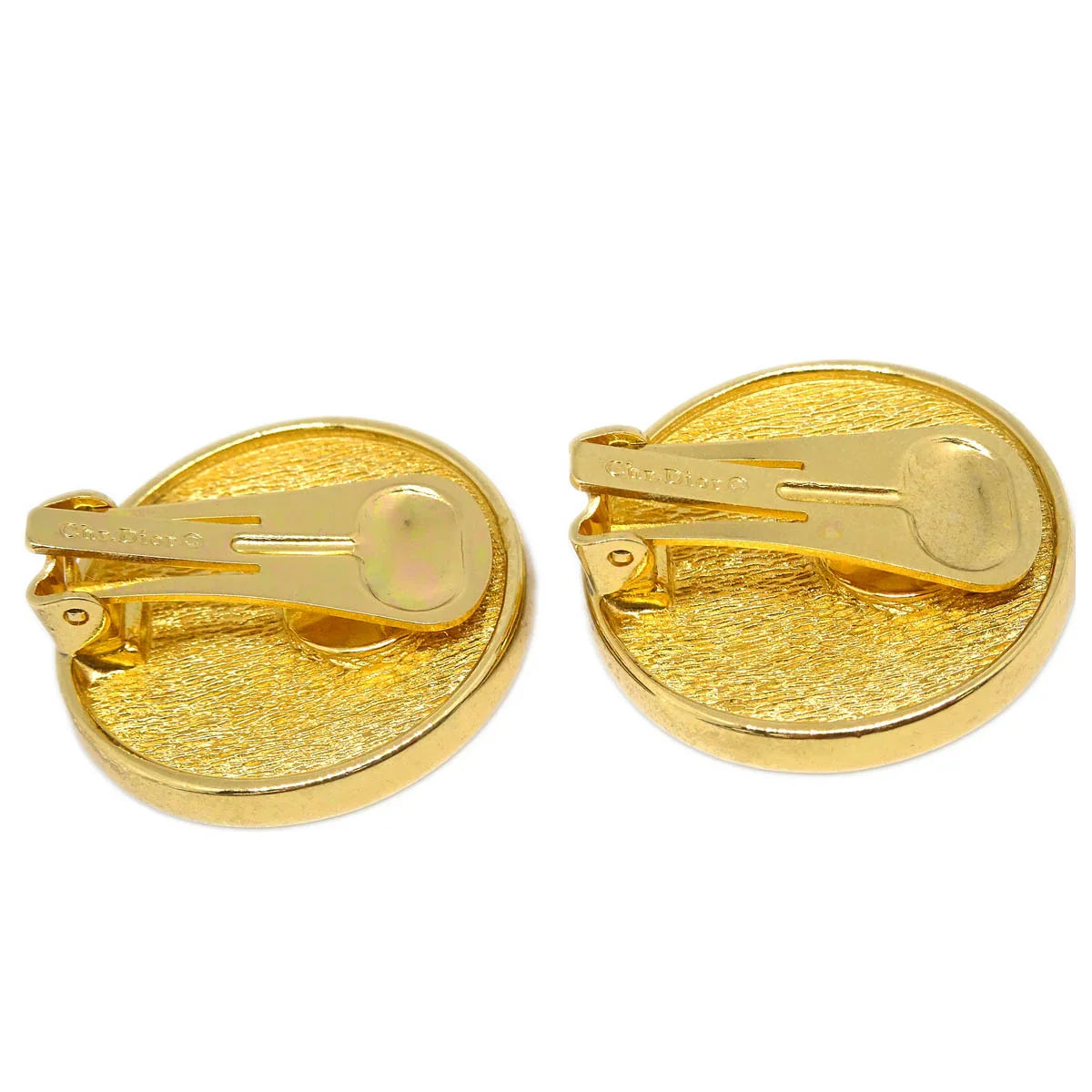 Christian Dior Button Earrings Clip-On Gold