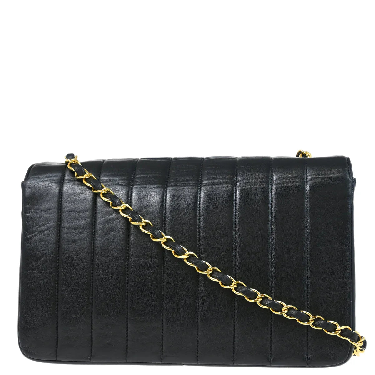 Chanel Black Lambskin Mademoiselle Straight Flap Shoulder Bag