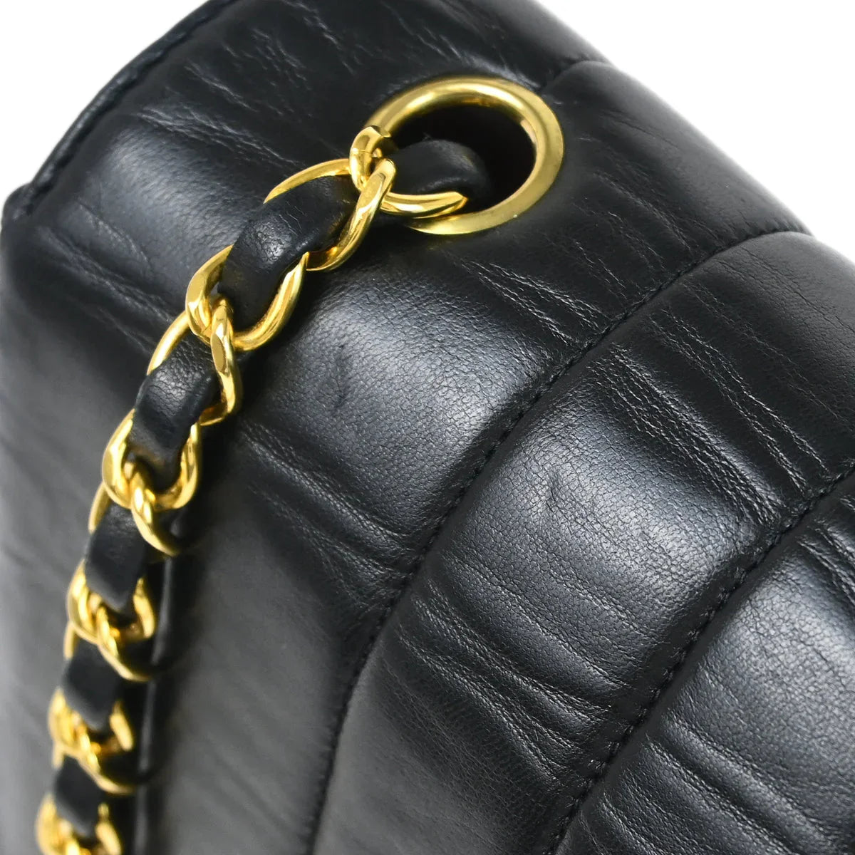 Chanel Black Lambskin Mademoiselle Straight Flap Shoulder Bag