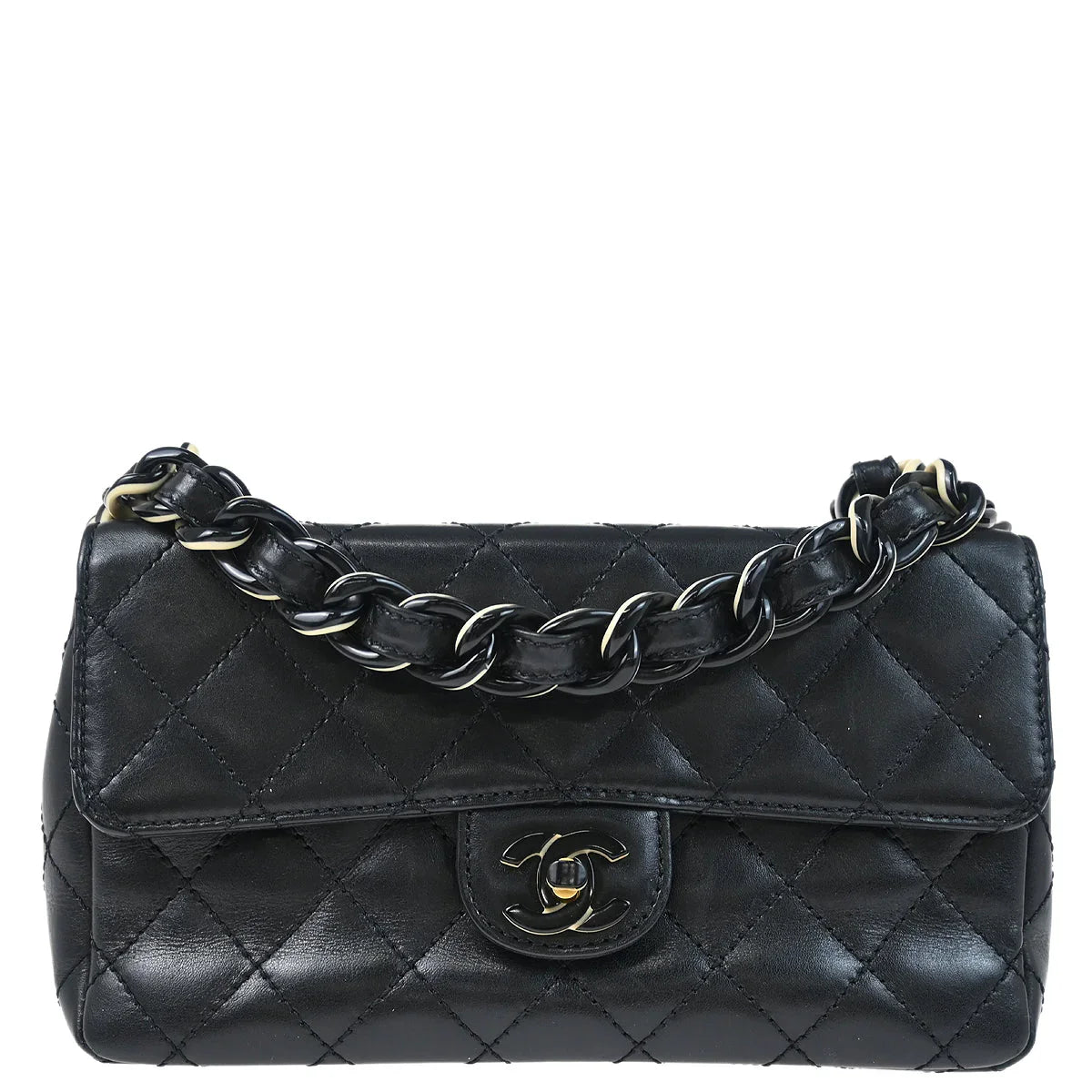 Chanel 2000-2001 Black Calfskin Single Flap Shoulder Bag