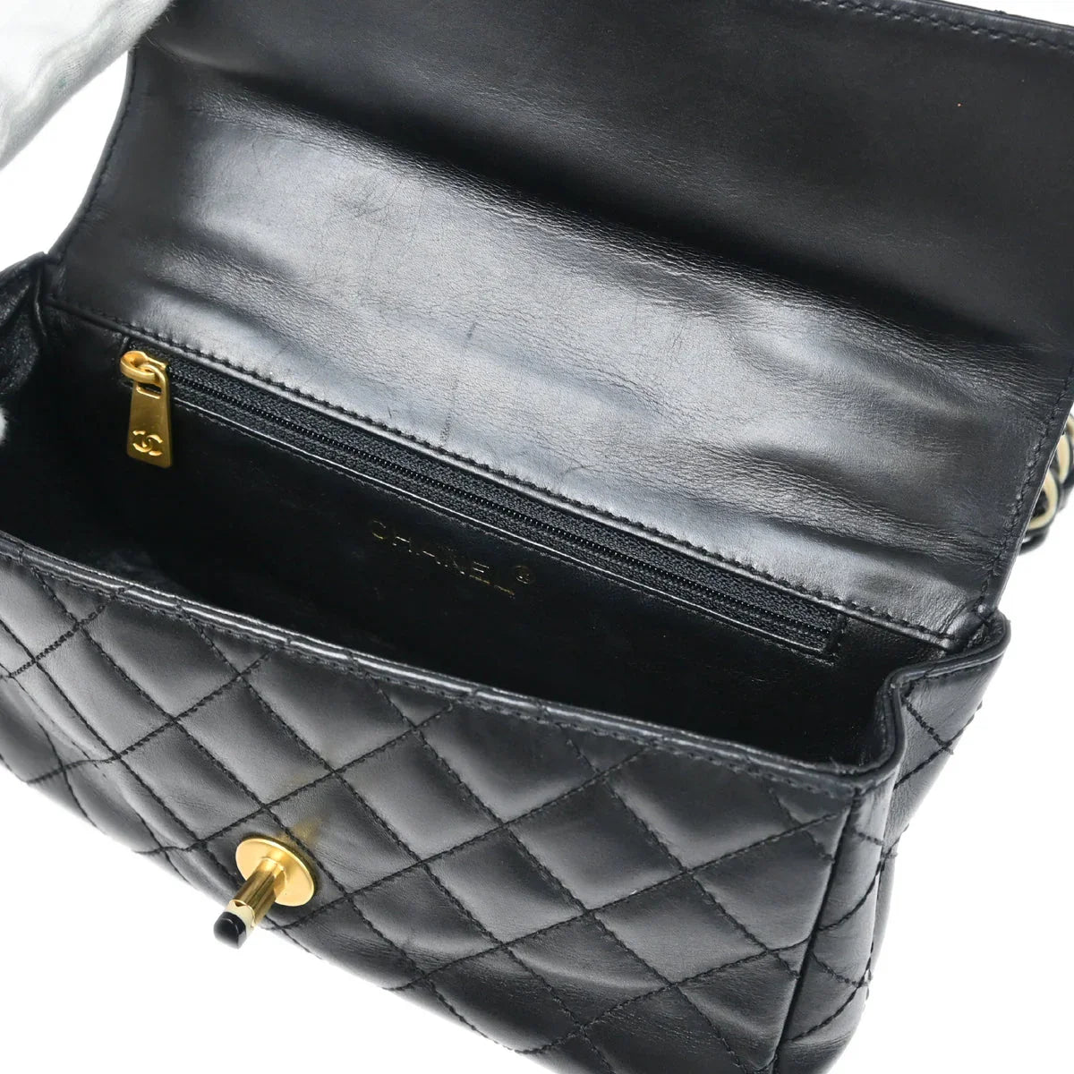 Chanel 2000-2001 Black Calfskin Single Flap Shoulder Bag