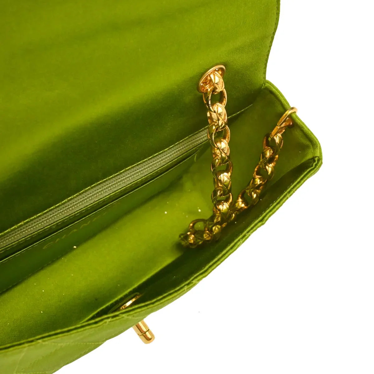 Chanel Green Satin Diana Shoulder Bag