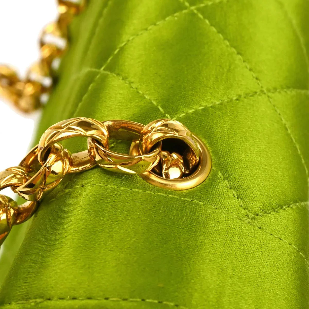 Chanel Green Satin Diana Shoulder Bag