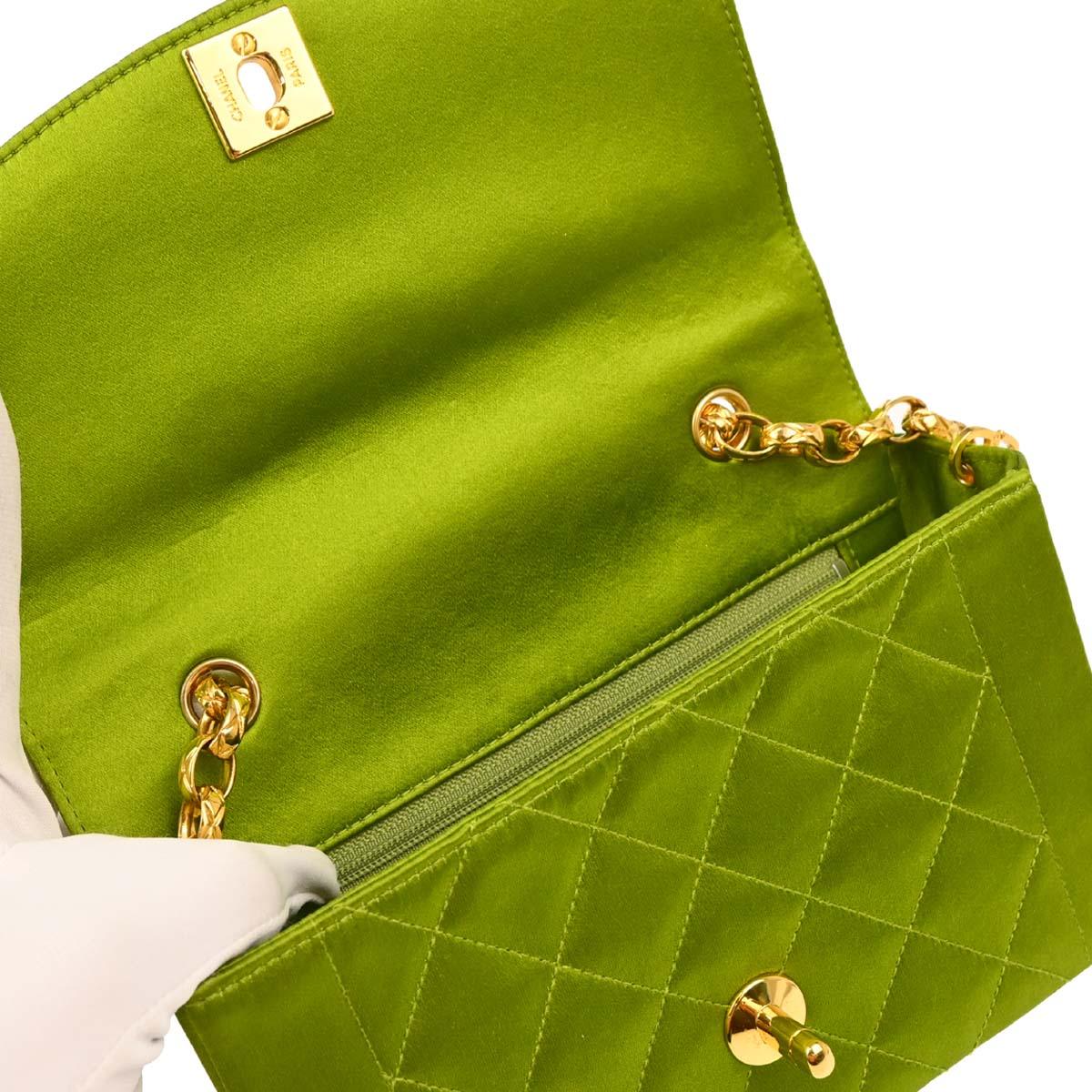 Chanel Green Satin Diana Shoulder Bag
