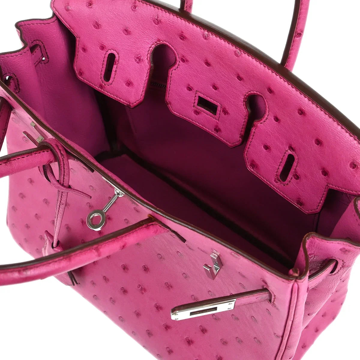 Hermes * Fuschia Pink Ostrich Birkin 25 Handbag