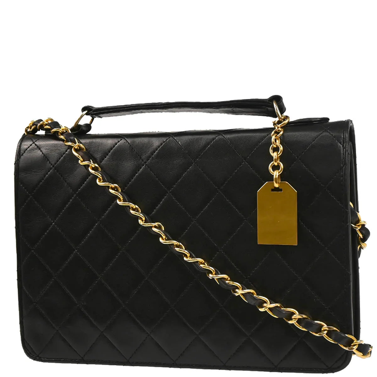 Chanel Black Lambskin 2way Shoulder Handbag