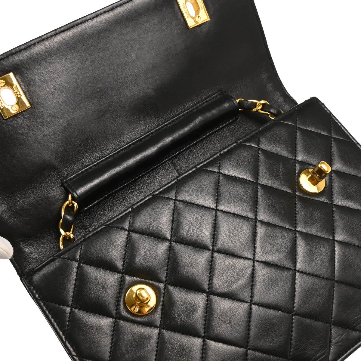 Chanel Black Lambskin 2way Shoulder Handbag