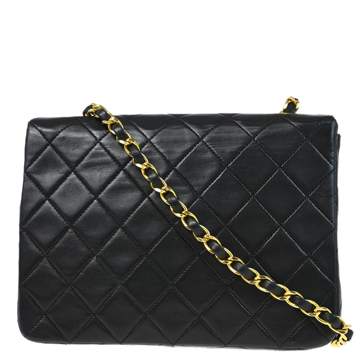 Chanel Black Lambskin Classic Square Flap Shoulder Bag