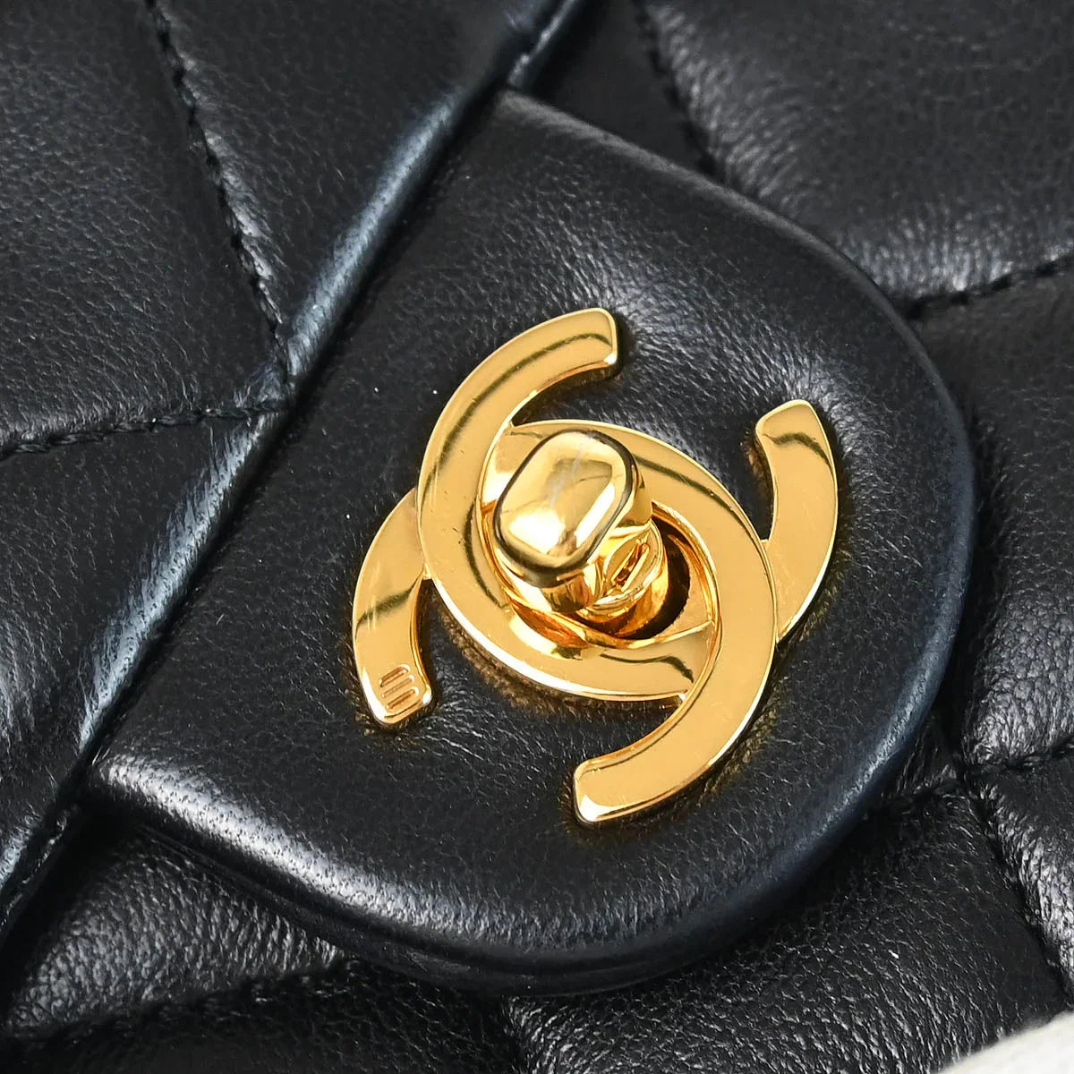 Chanel Black Lambskin Classic Square Flap Shoulder Bag