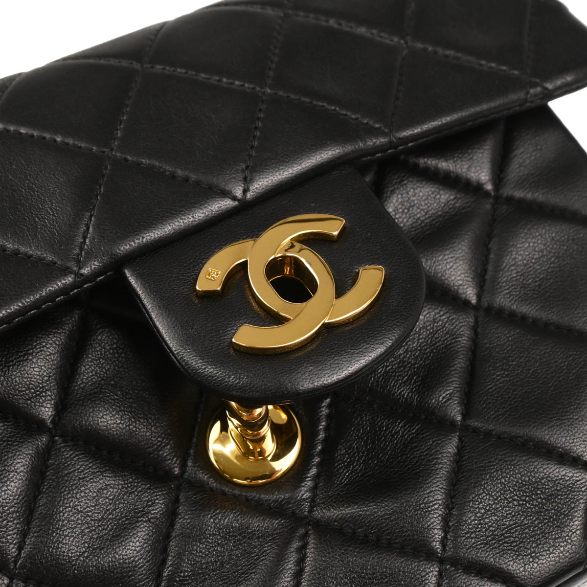 Chanel Black Lambskin Mini Classic Square Flap Shoulder Bag