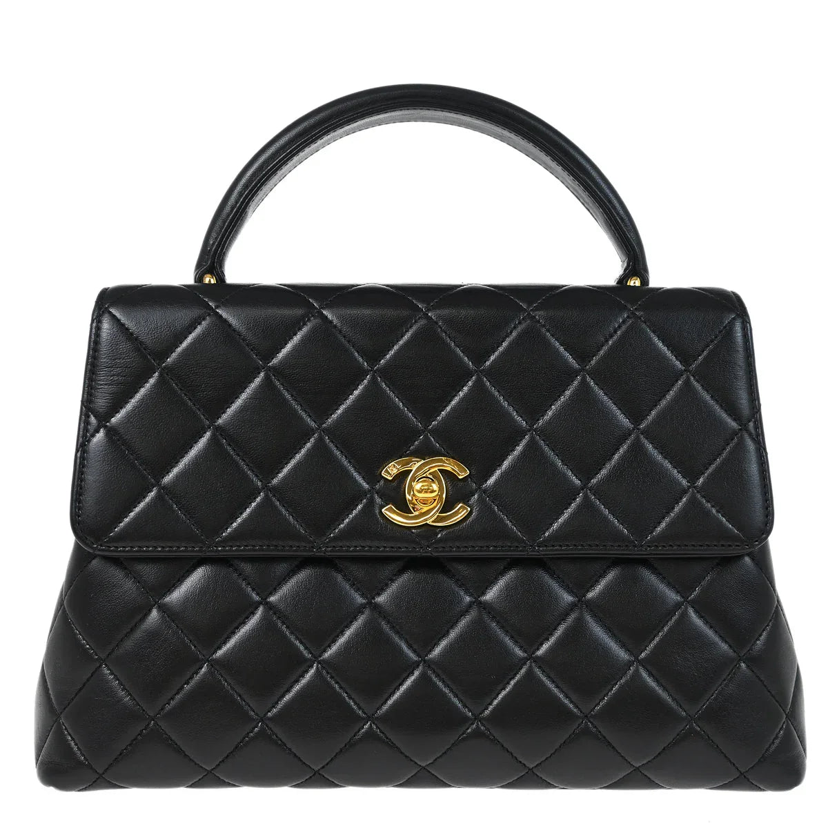 Chanel 1996-1997 Black Lambskin Top Handle Handbag