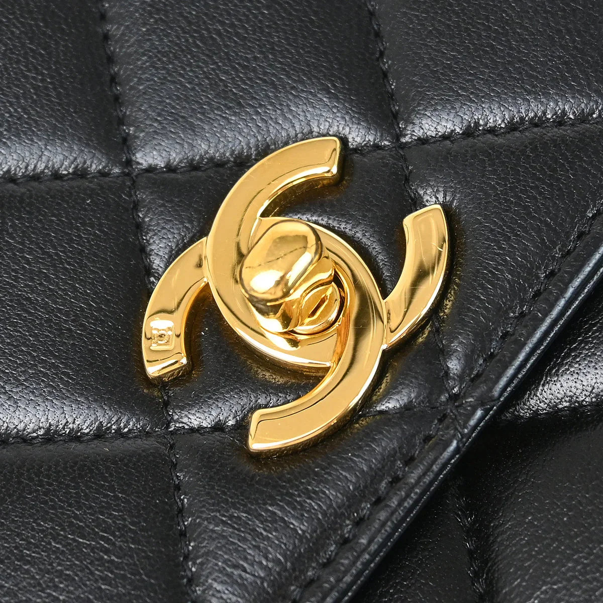 Chanel 1996-1997 Black Lambskin Top Handle Handbag