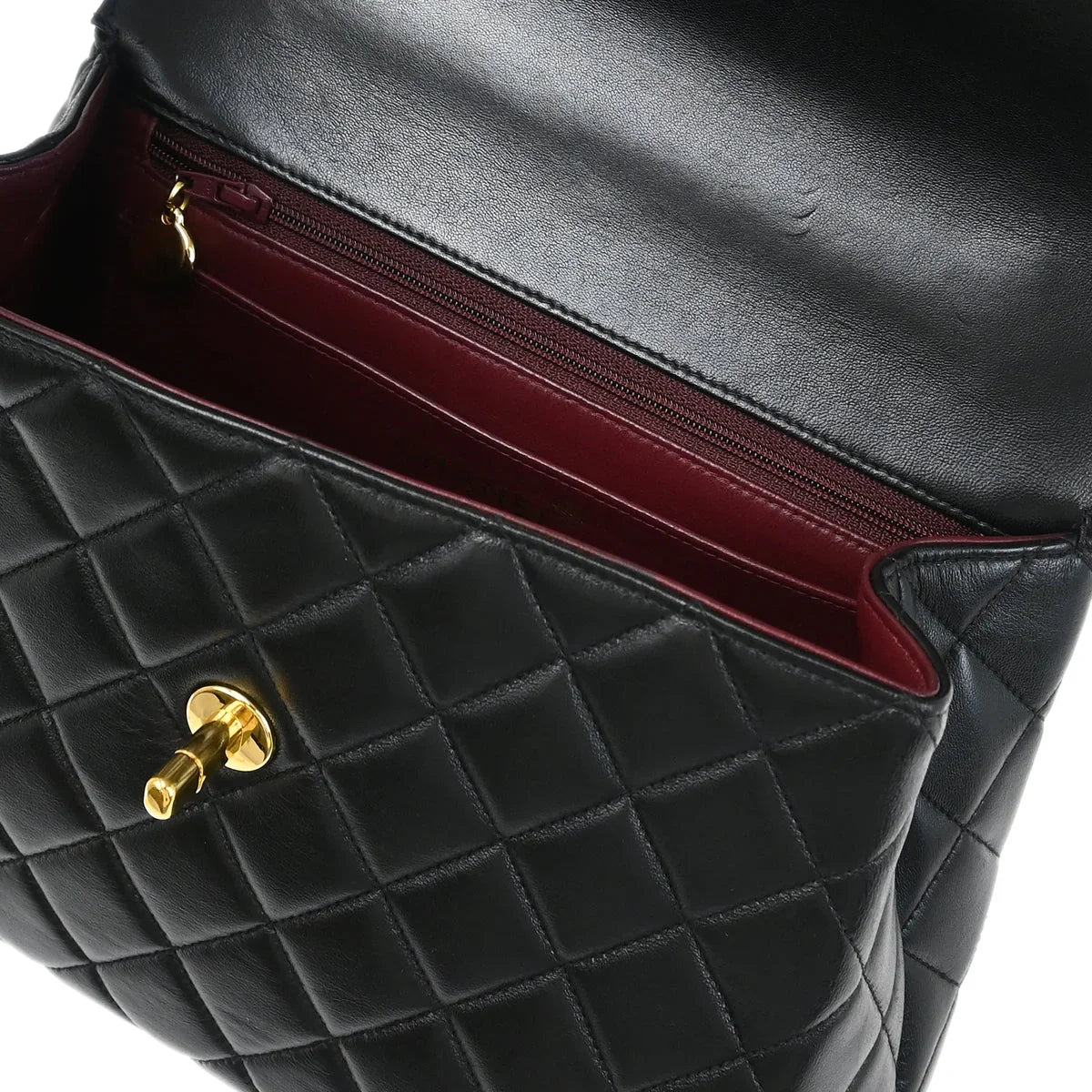 Chanel 1996-1997 Black Lambskin Top Handle Handbag