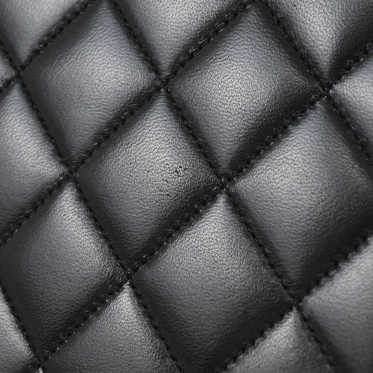 Chanel Black Lambskin Straight Flap Shoulder Bag