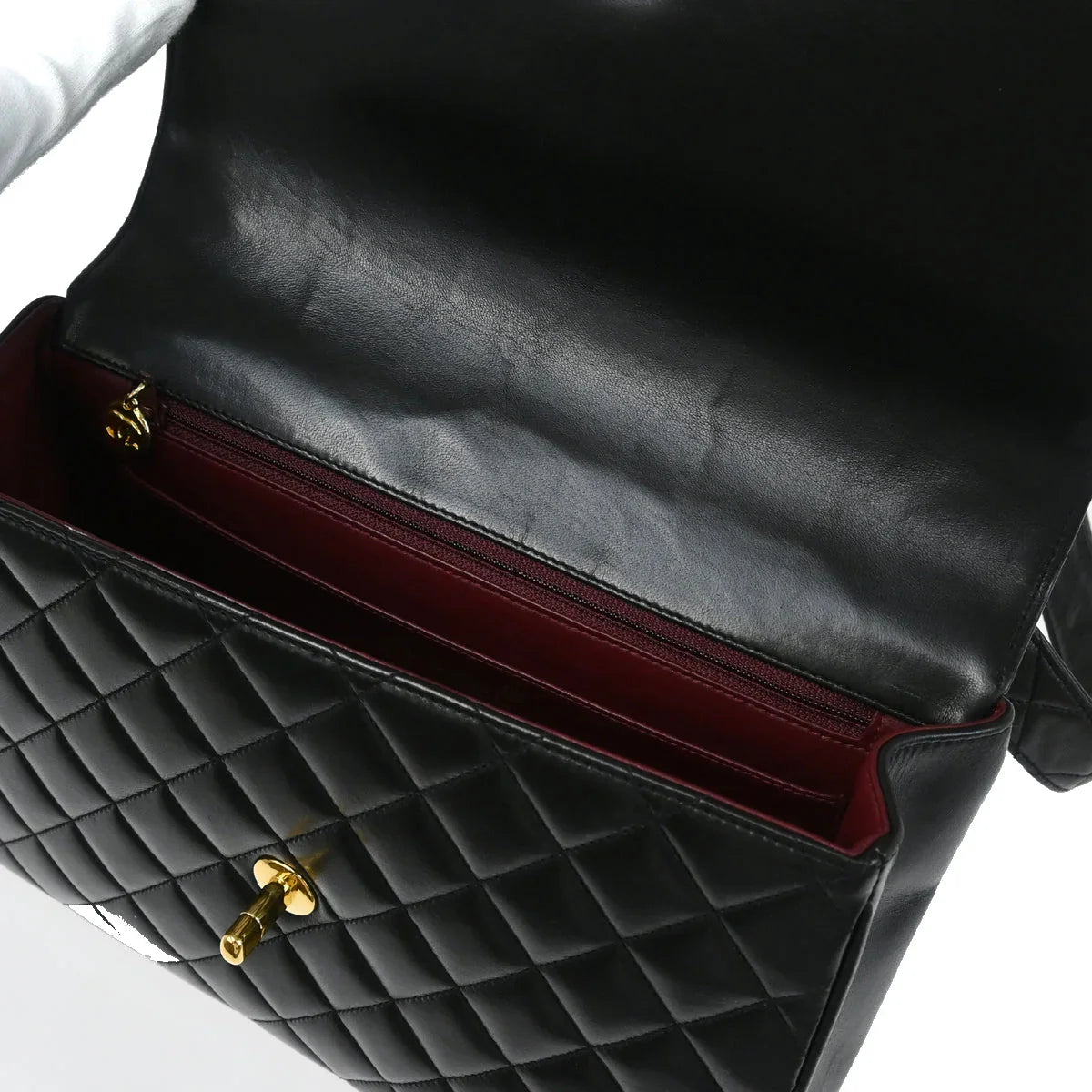 Chanel Black Lambskin Straight Flap Shoulder Bag
