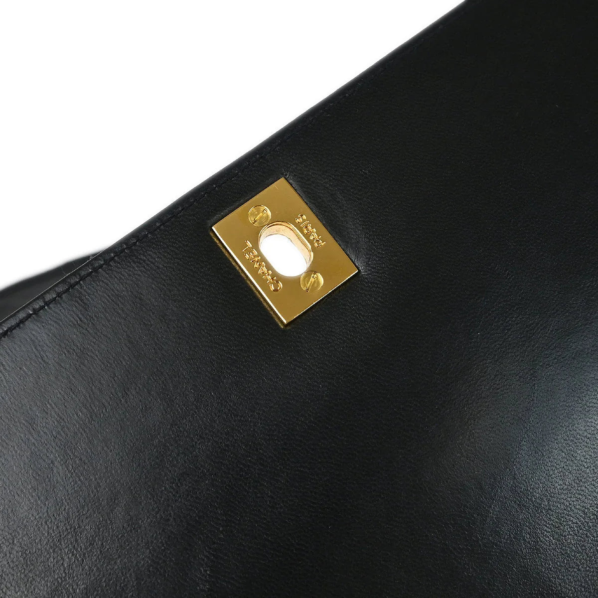 Chanel Black Lambskin Straight Flap Shoulder Bag