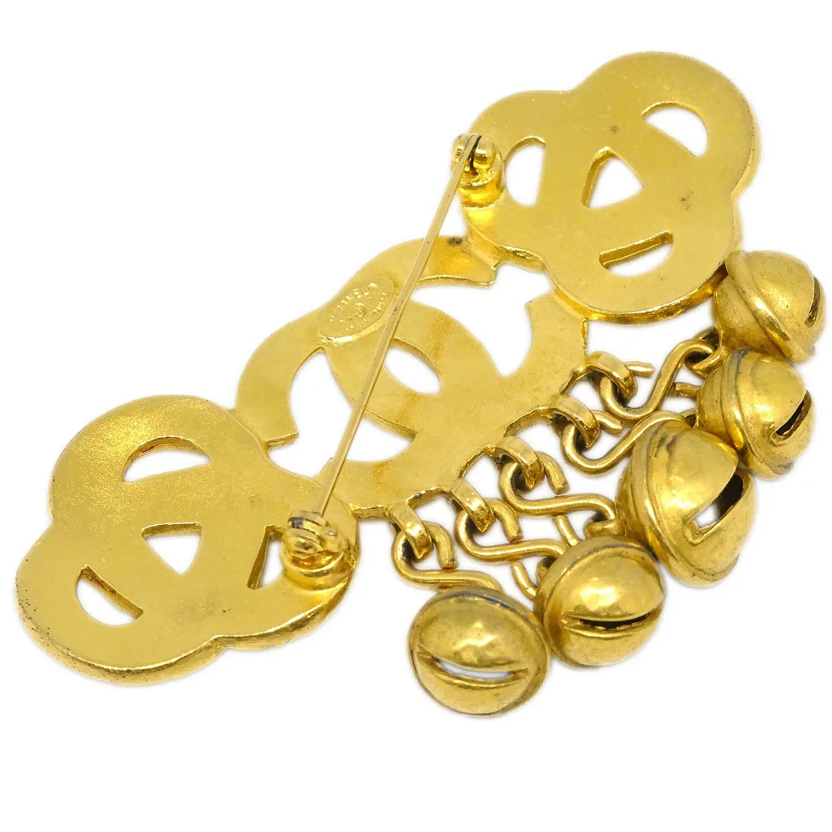 Chanel Bell CC Brooch Pin Gold 95P