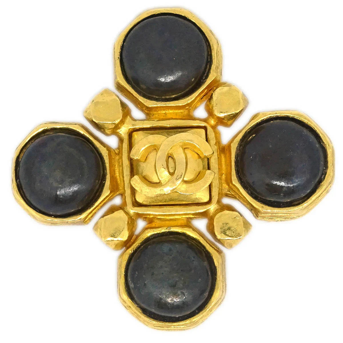 Chanel Rhombus Brooch Pin Gold 97A