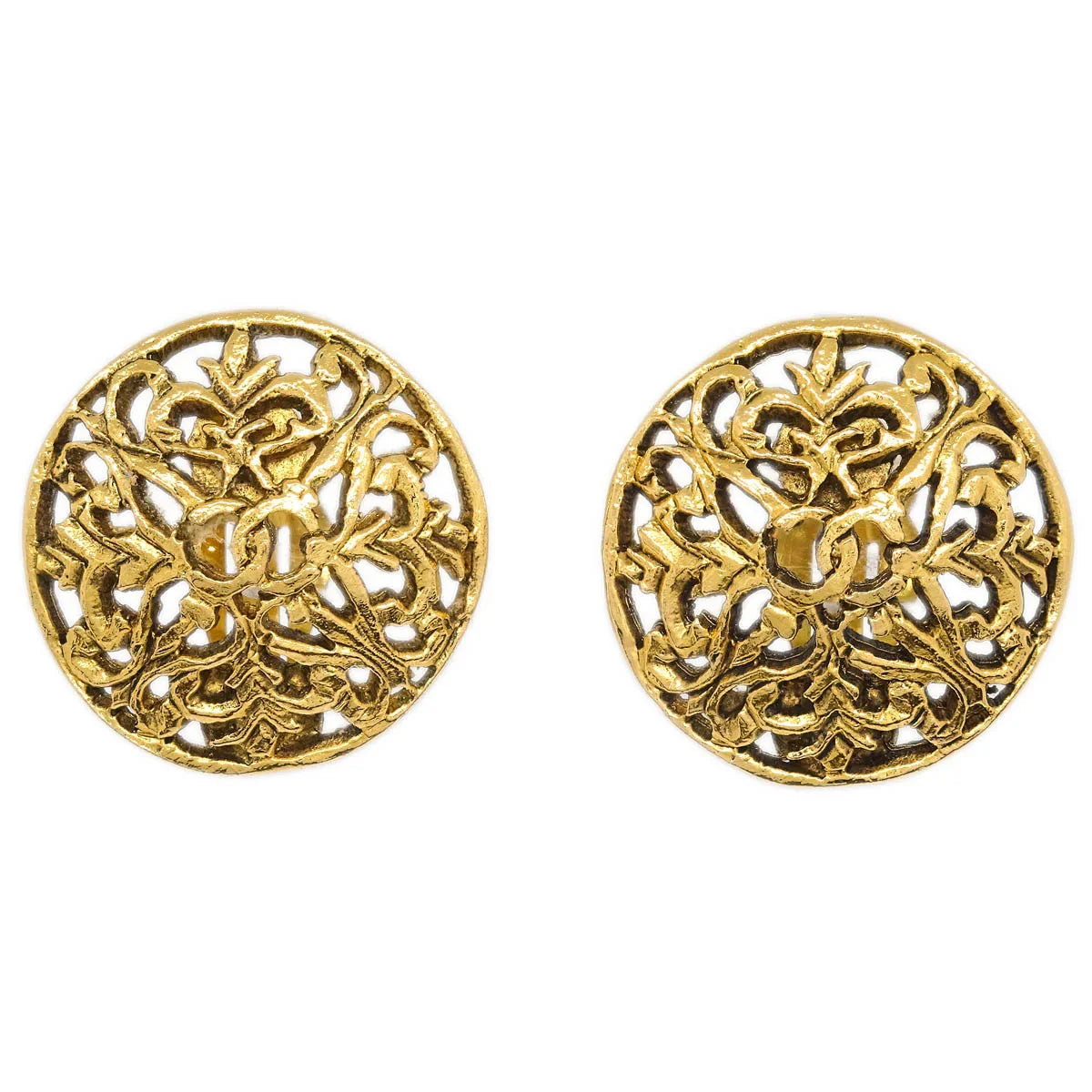 Chanel Button Earrings Clip-On Gold 26