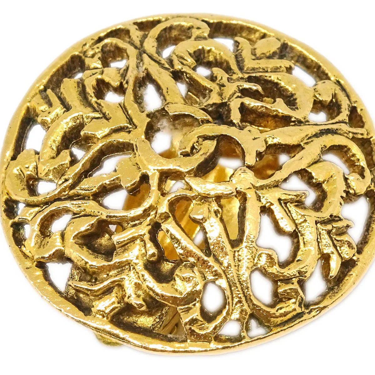 Chanel Button Earrings Clip-On Gold 26