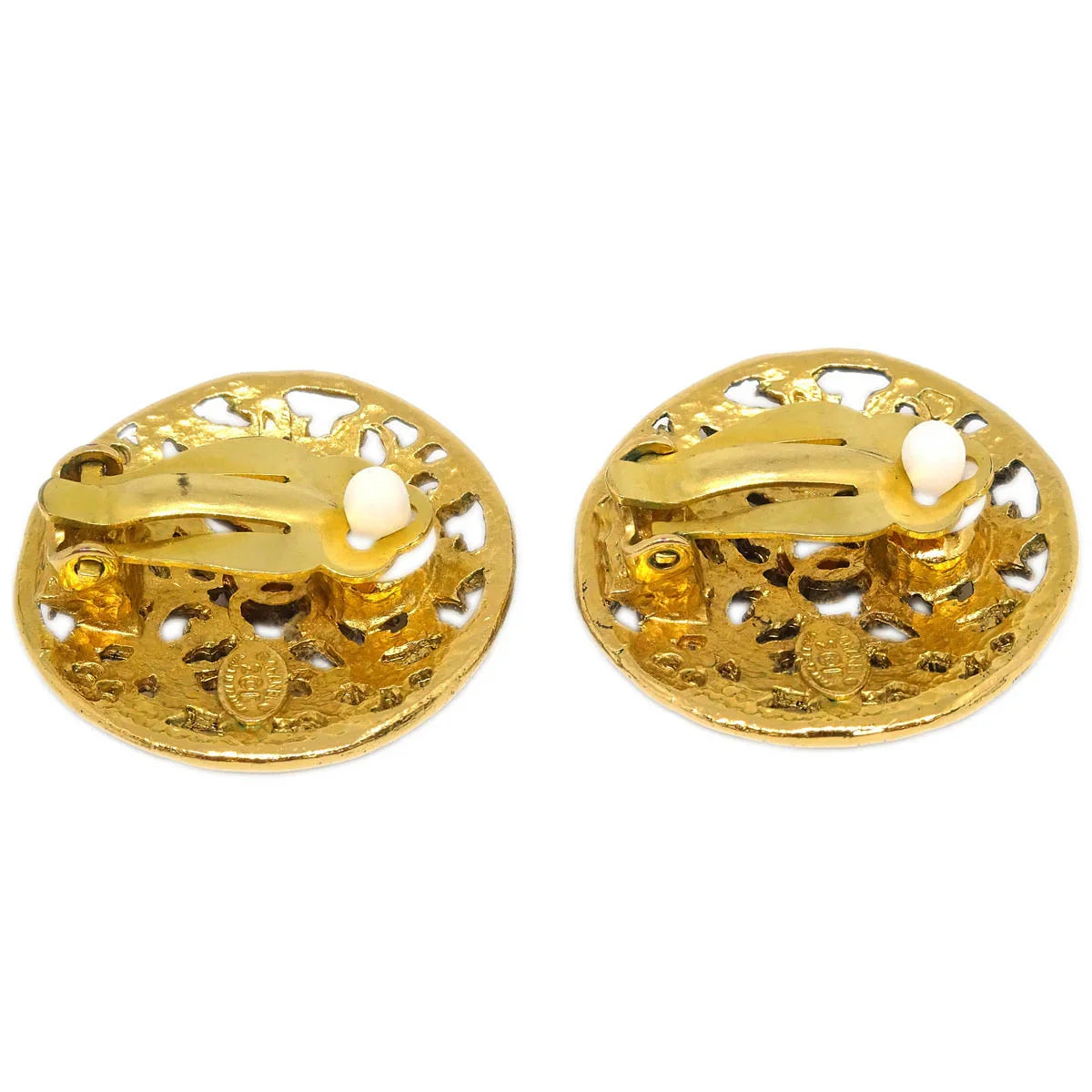 Chanel Button Earrings Clip-On Gold 26