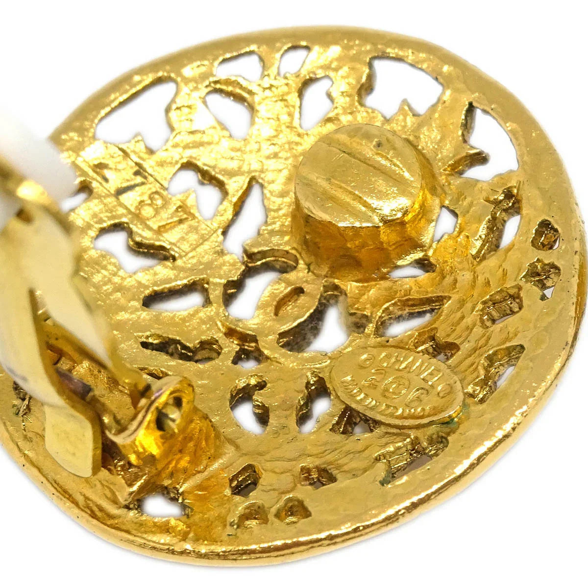 Chanel Button Earrings Clip-On Gold 26