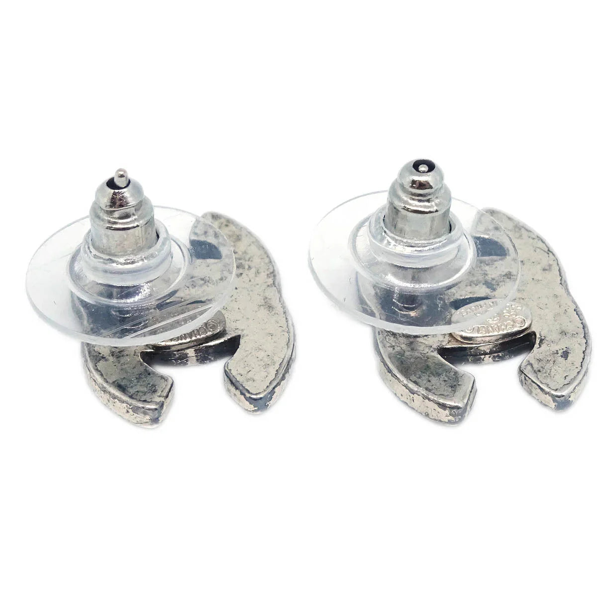 Chanel CC Piercing Earrings Silver 99A