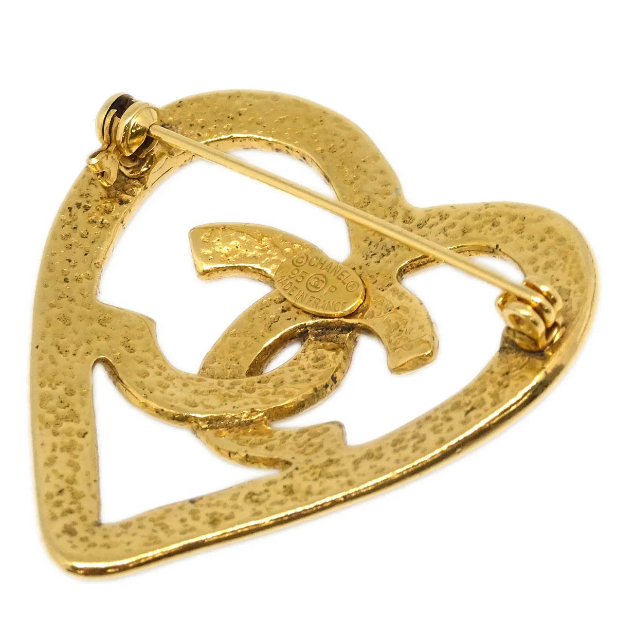 Chanel Heart Brooch Gold 95P