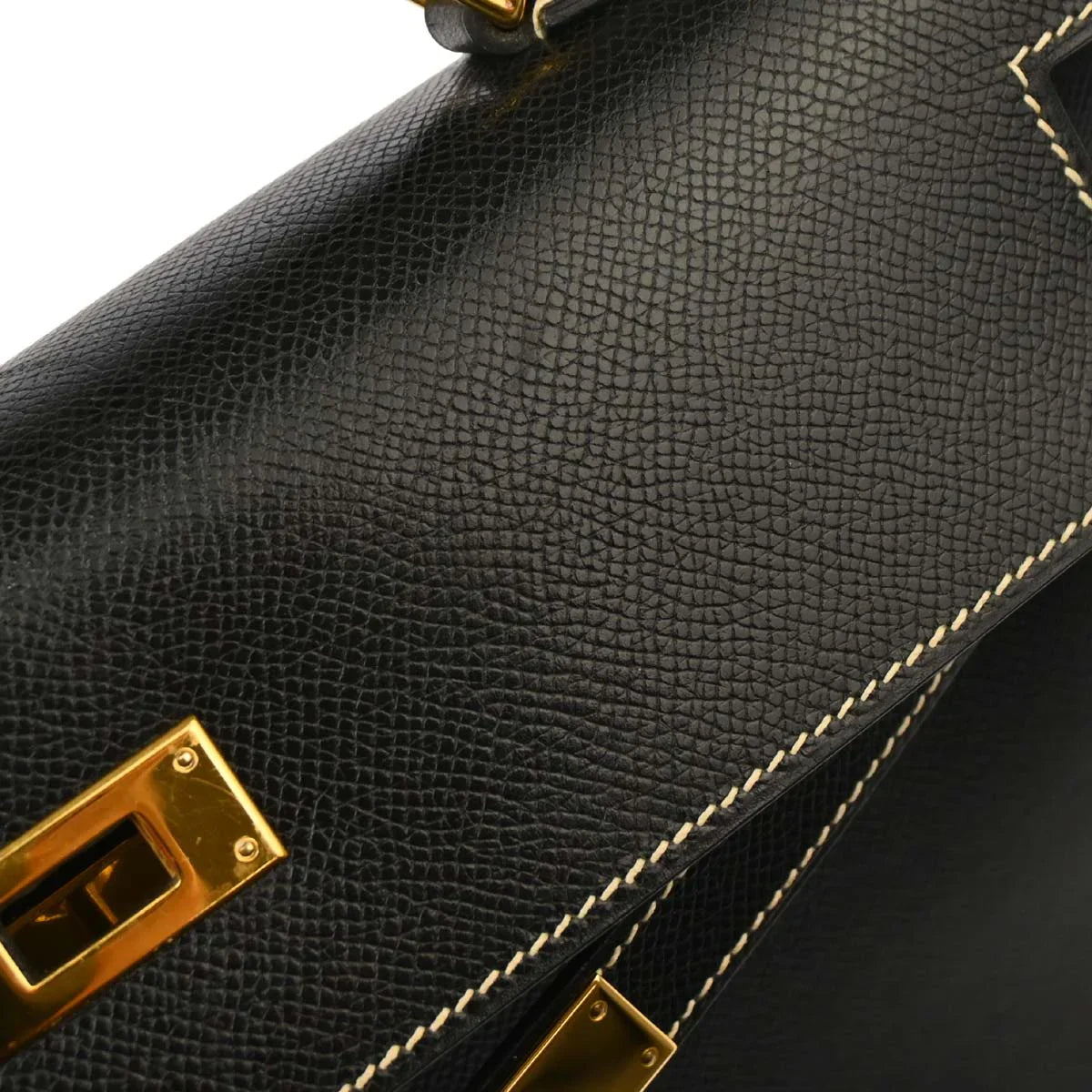 Hermes Black Veau Grain Lisse Kelly 32 Sellier 2way Shoulder Handbag