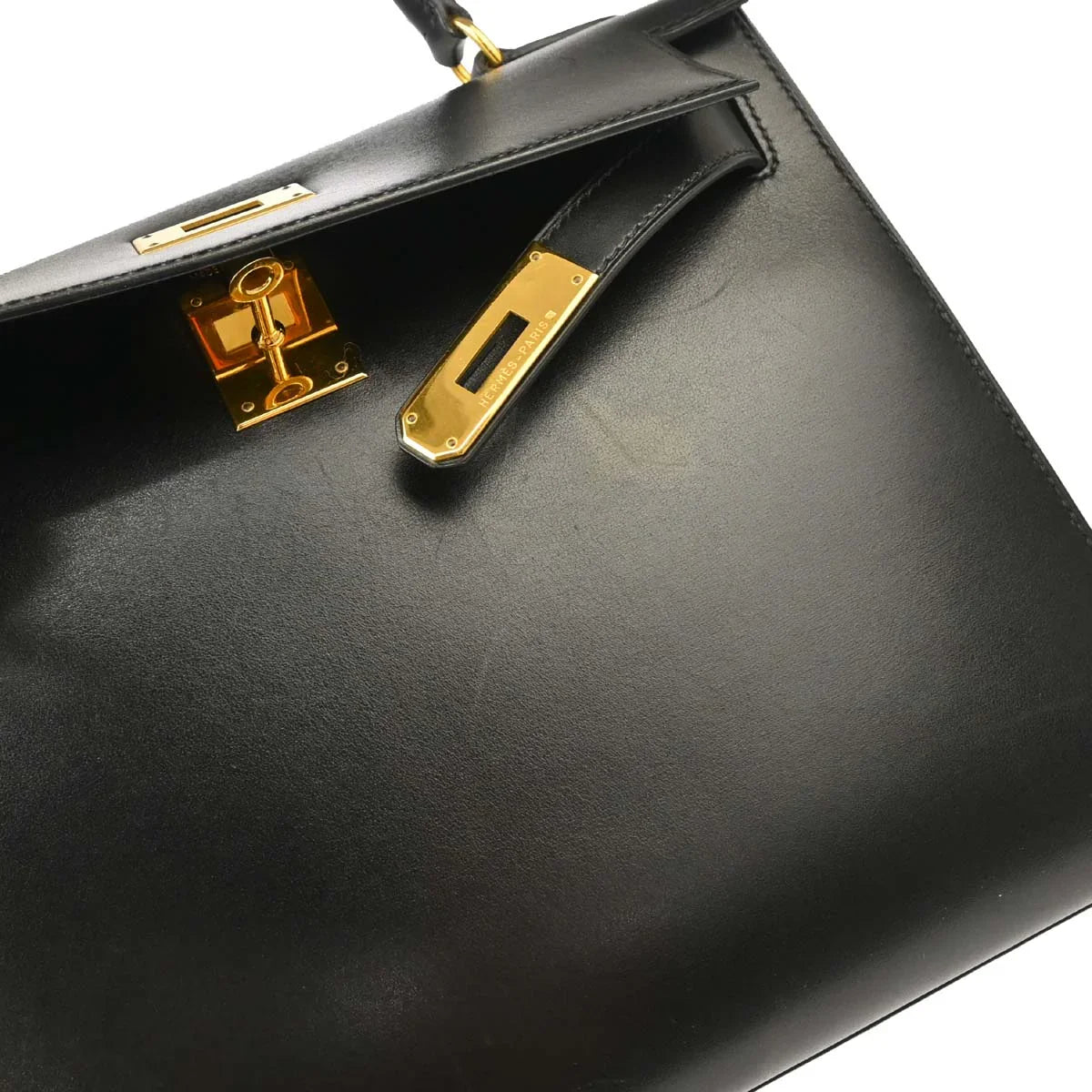 Hermes Black Box Calf Kelly 28 Sellier 2way Shoulder Handbag