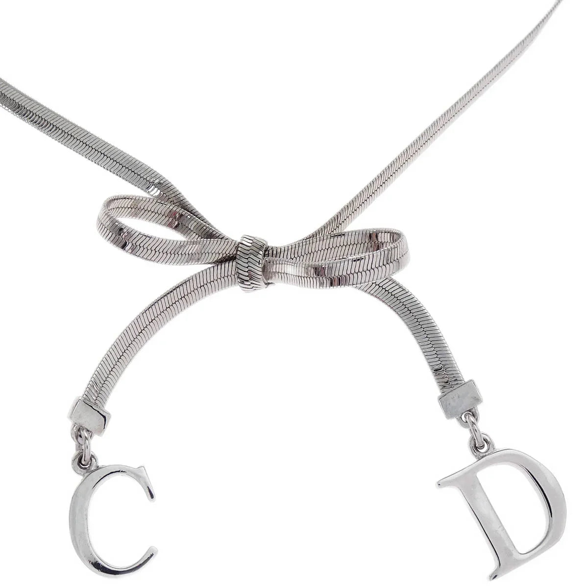Christian Dior Bow Necklace Silver