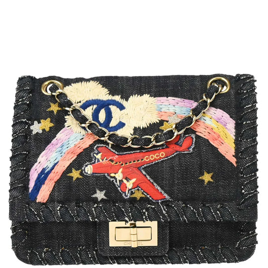 Chanel Indigo Denim Night Flight Mademoiselle Lock Shoulder Bag