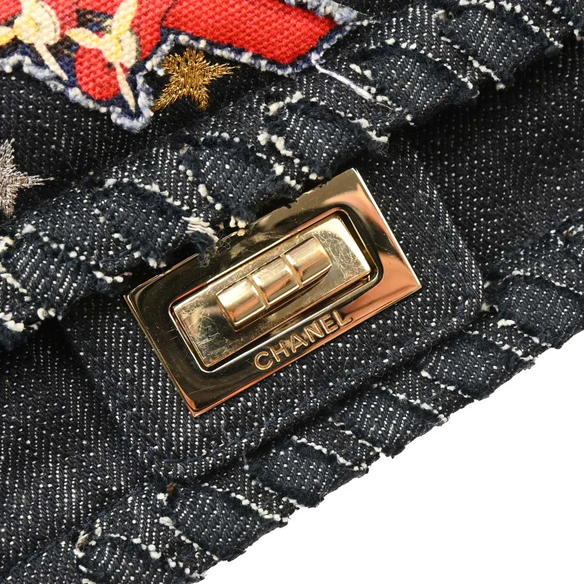 Chanel Indigo Denim Night Flight Mademoiselle Lock Shoulder Bag