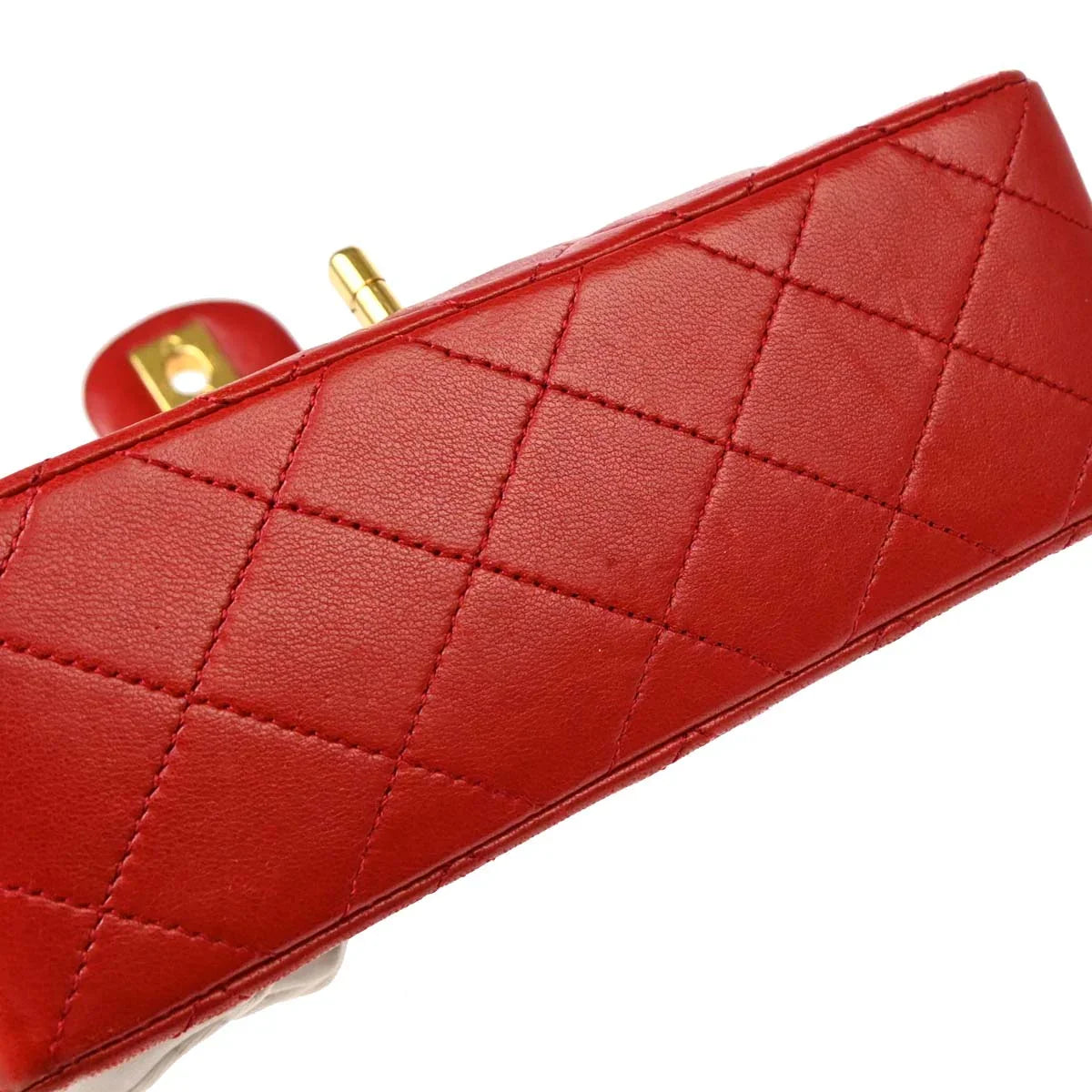 Chanel Red Lambskin Mini Classic Square Flap Shoulder Bag 17