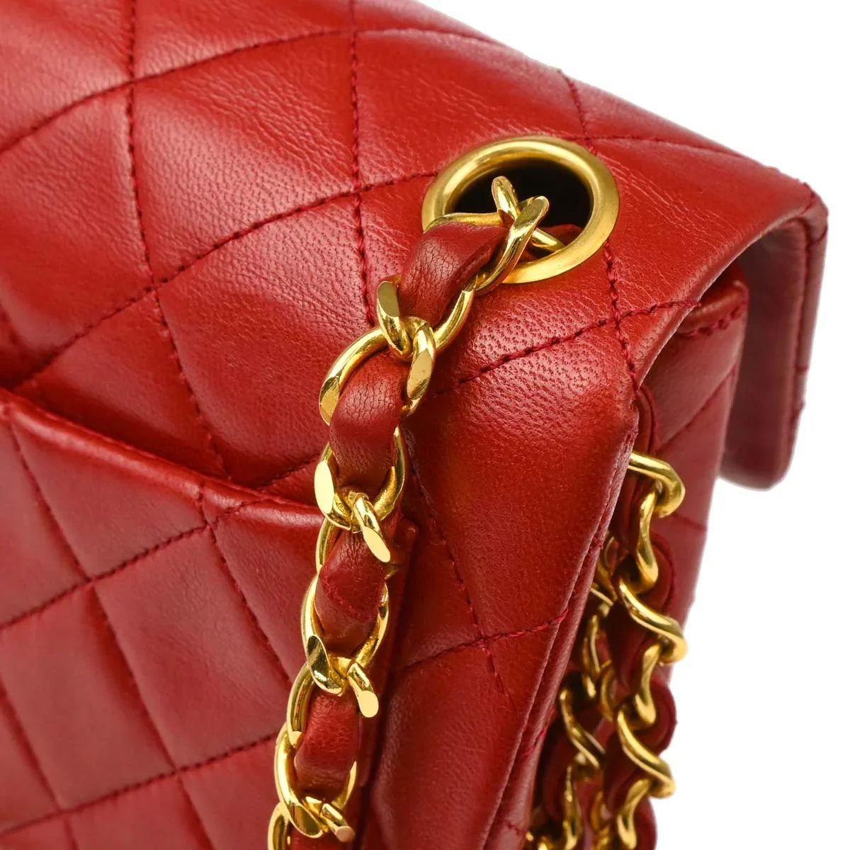 Chanel Red Lambskin Mini Classic Square Flap Shoulder Bag 17
