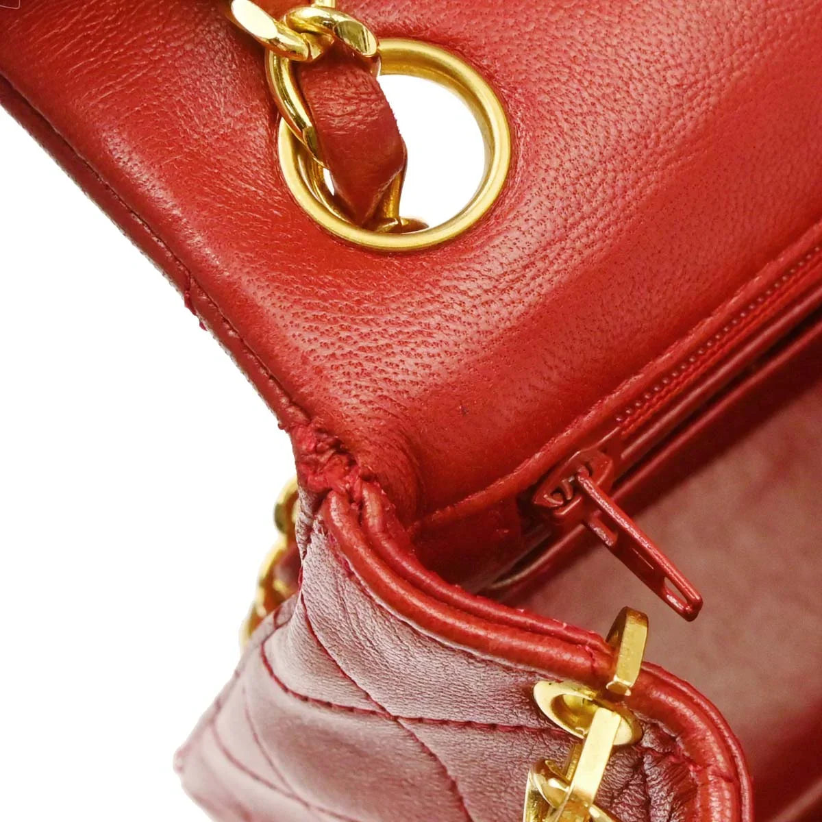 Chanel Red Lambskin Mini Classic Square Flap Shoulder Bag 17