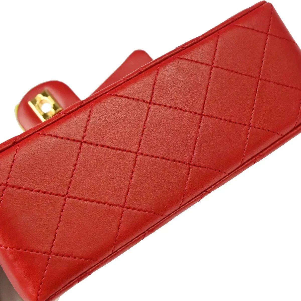 Chanel Red Lambskin Mini Classic Square Flap Shoulder Bag 17