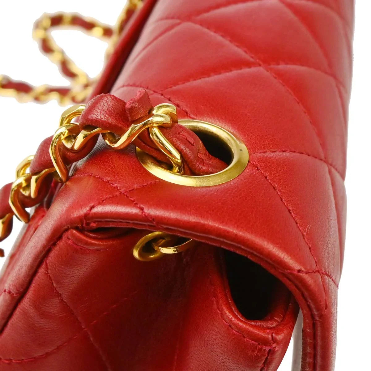 Chanel Red Lambskin Mini Classic Square Flap Shoulder Bag 17