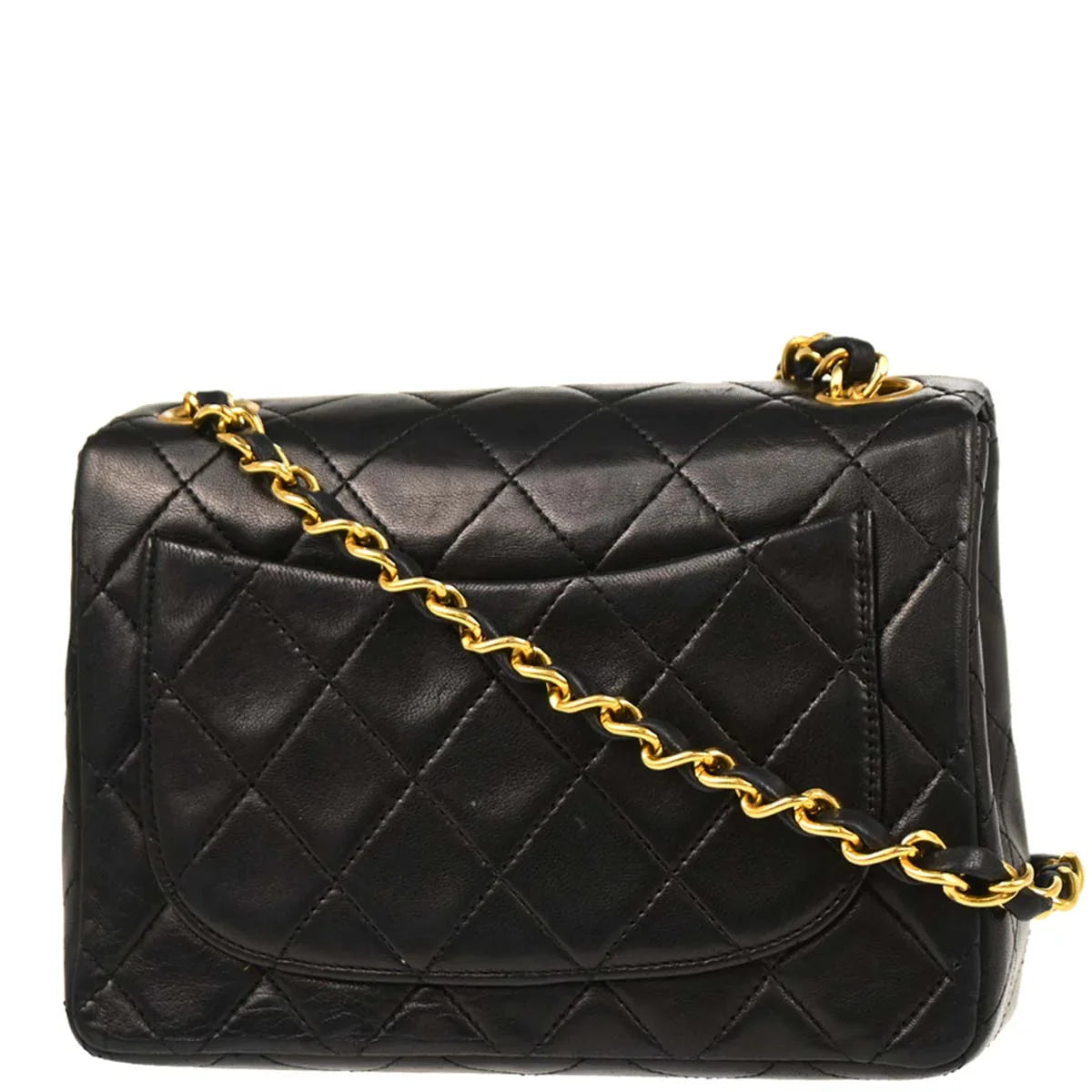 Chanel Black Lambskin Mini Classic Square Flap Shoulder Bag