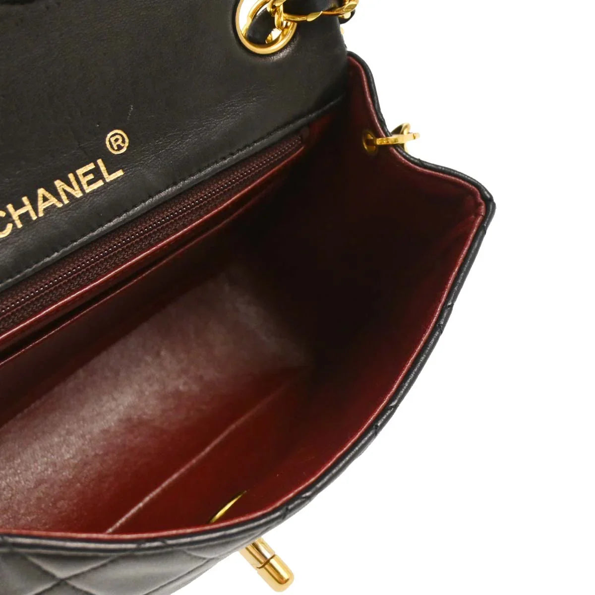 Chanel Black Lambskin Mini Classic Square Flap Shoulder Bag