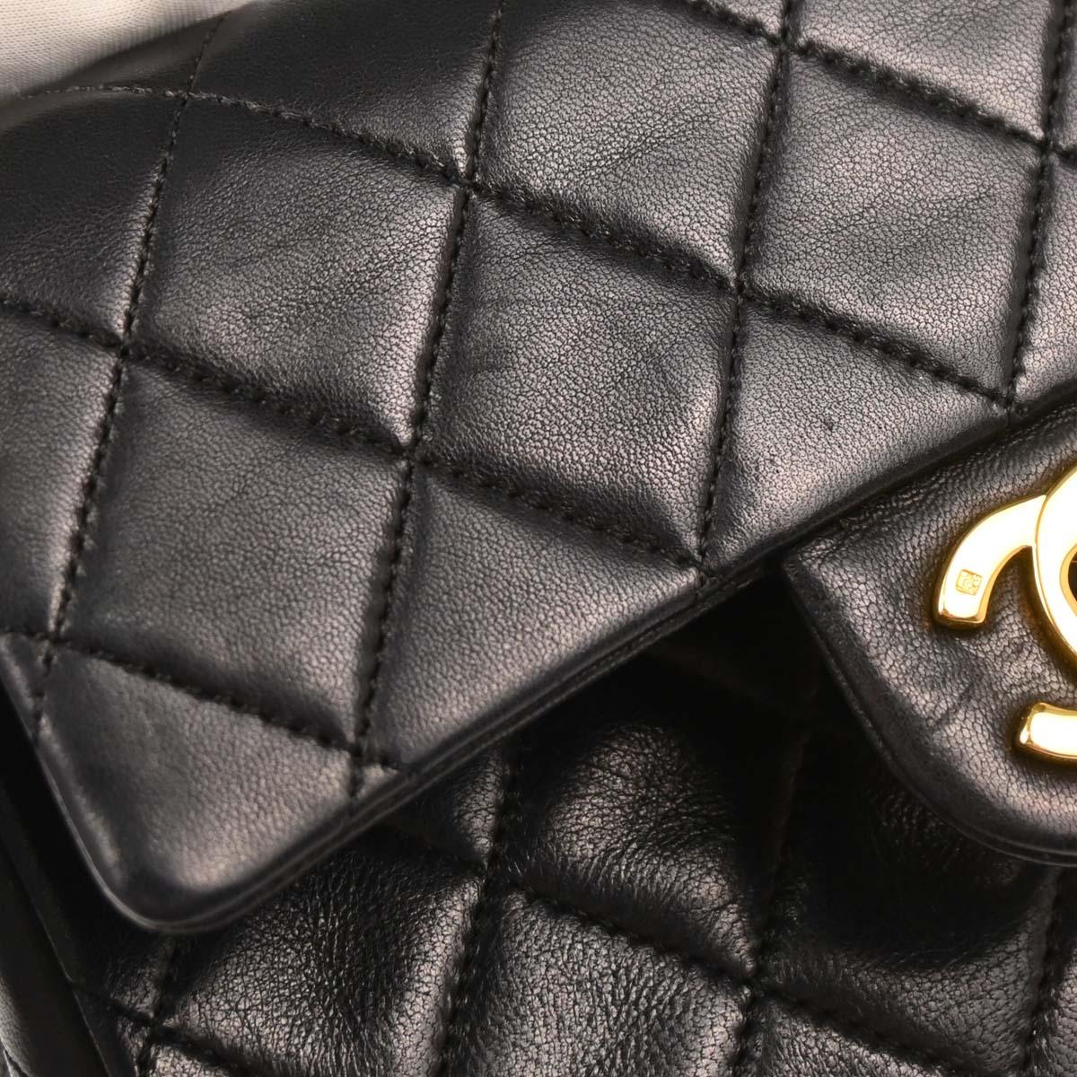 Chanel Black Lambskin Mini Classic Square Flap Shoulder Bag