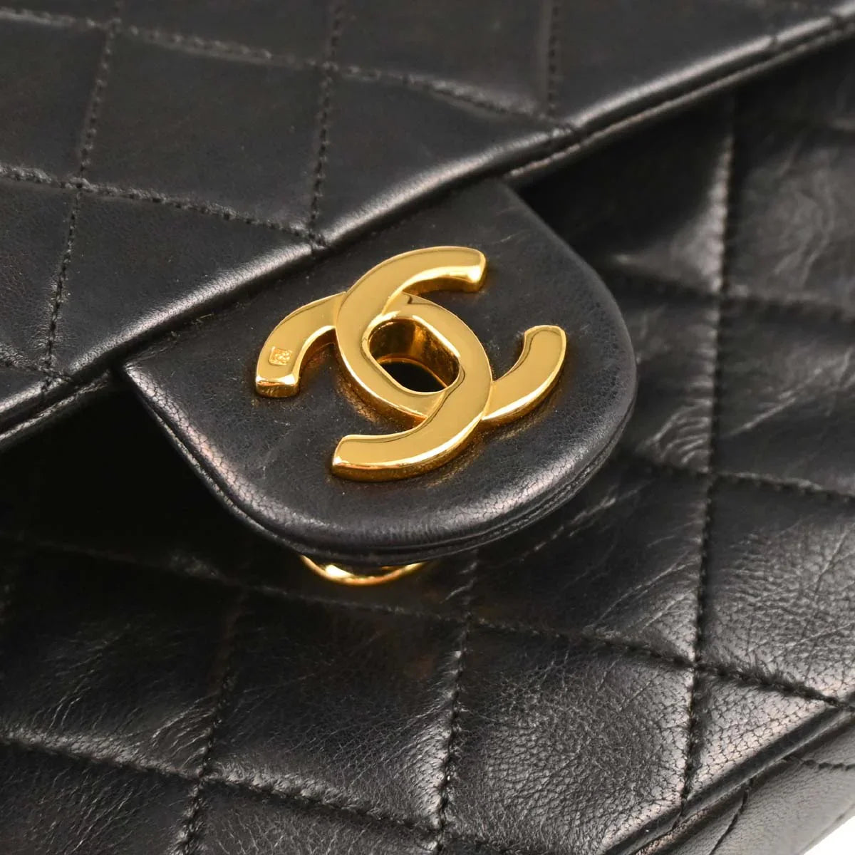 Chanel Black Lambskin Mini Classic Square Flap Shoulder Bag