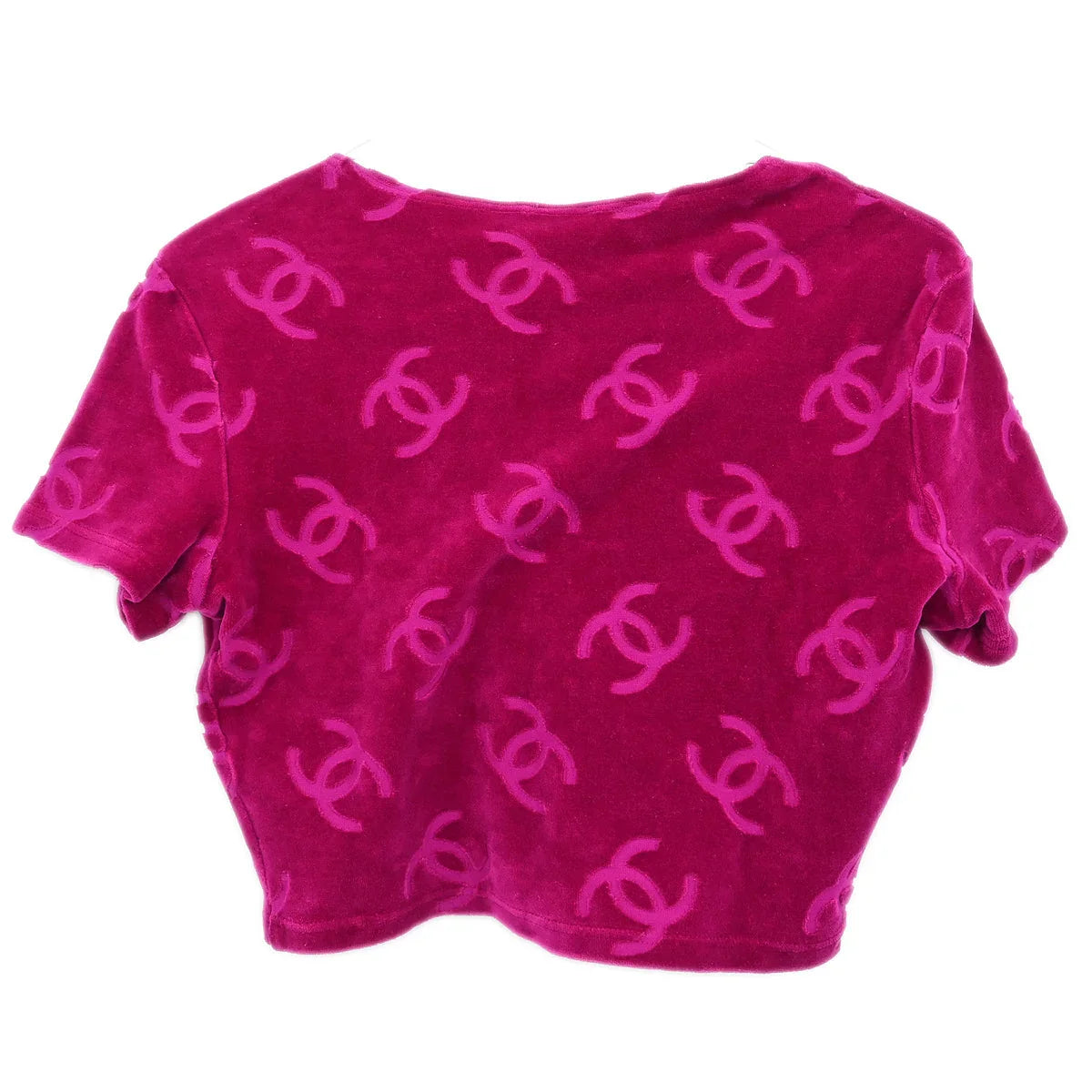 Chanel Short Sleeve Top Pink Velour #42