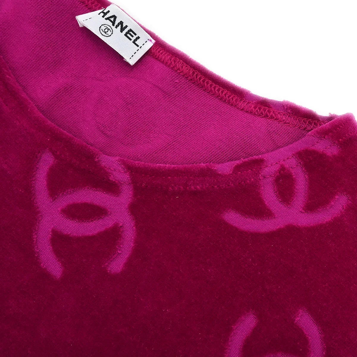 Chanel Short Sleeve Top Pink Velour #42