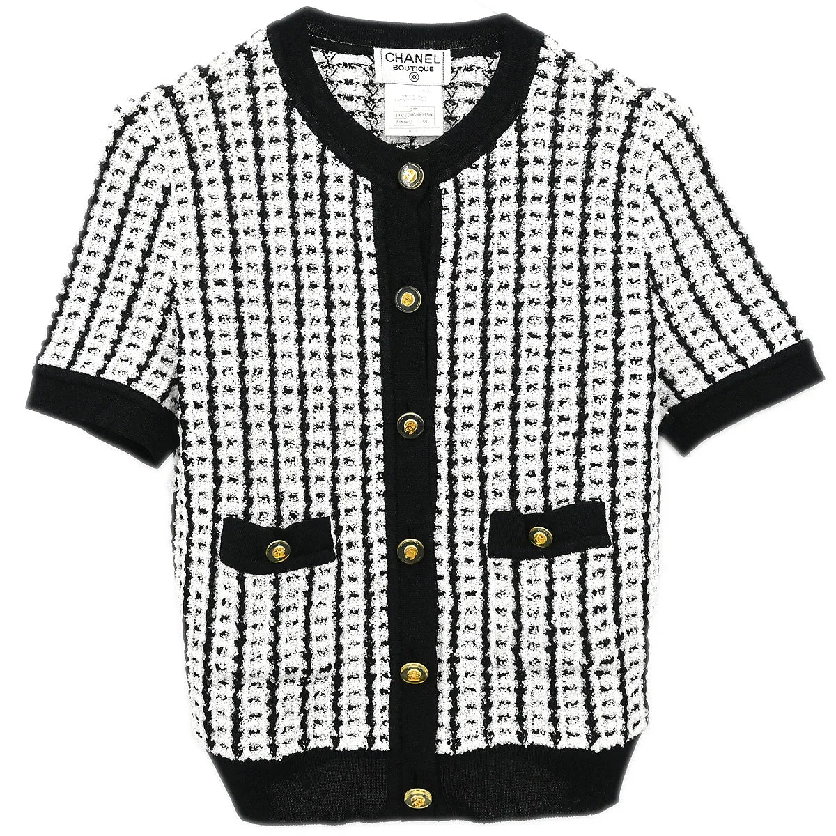 Chanel 1997 Short Sleeve Sweater Top White #38