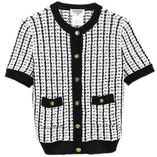 Chanel 1997 Short Sleeve Sweater Top White #38