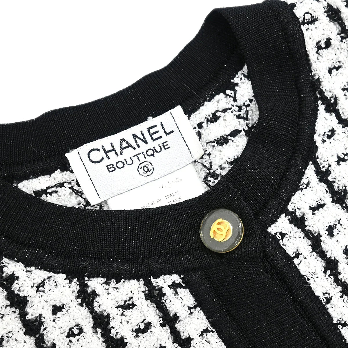 Chanel 1997 Short Sleeve Sweater Top White #38